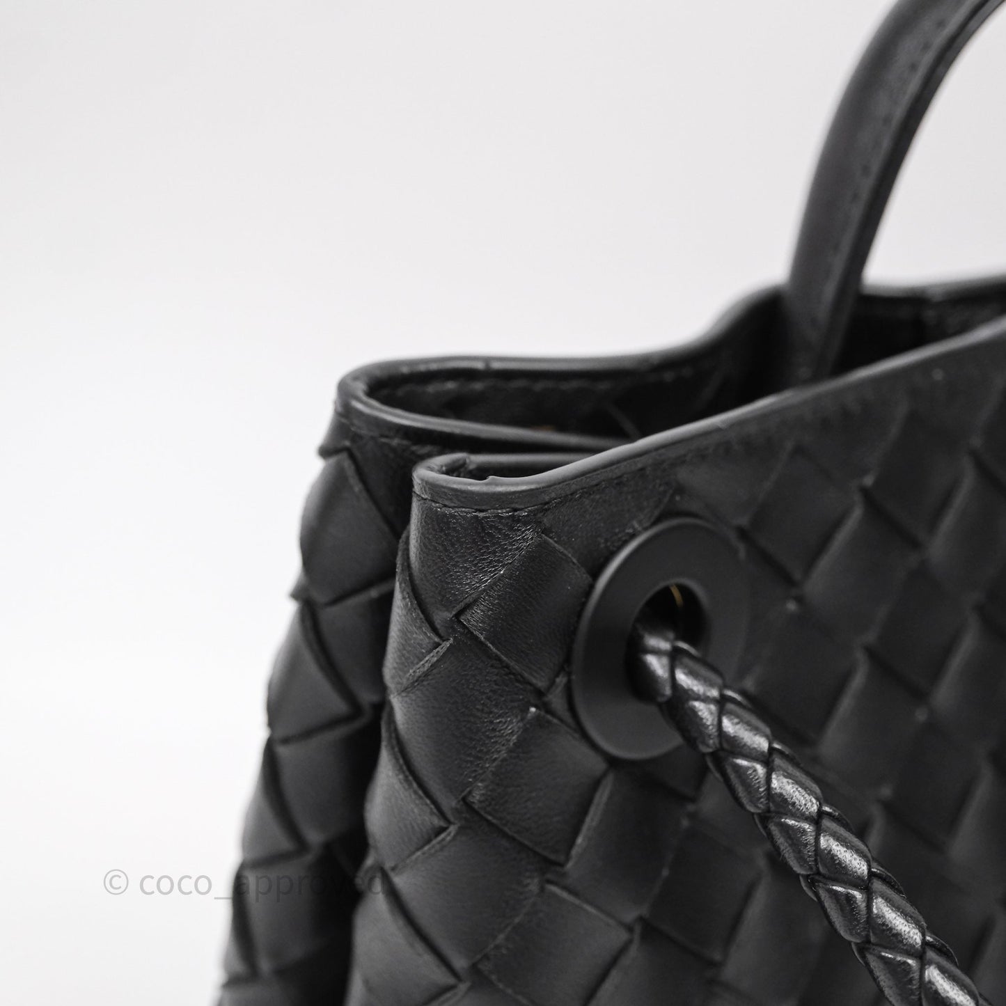 Bottega Veneta Small Andiamo Intrecciato Black Bag Lambskin