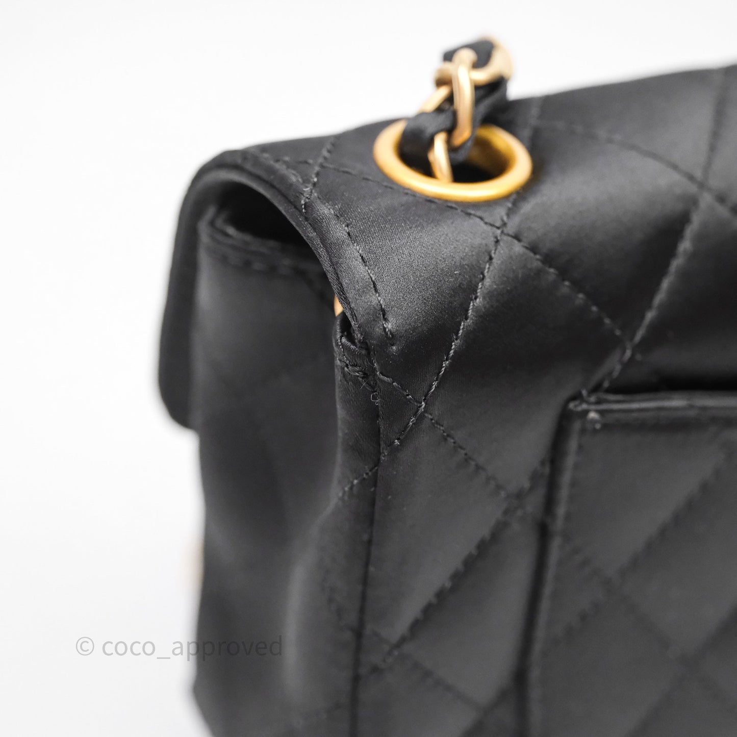 Chanel Vintage Mini Rectangular Black Satin Matte Gold Hardware
