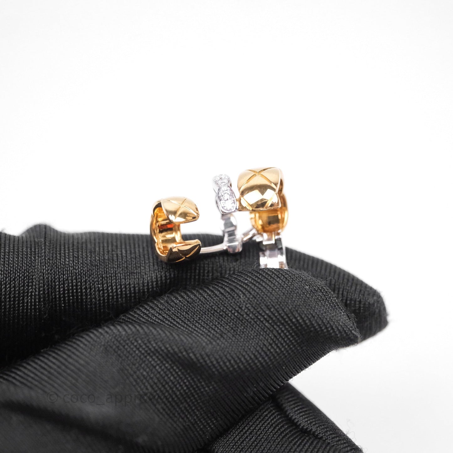 Chanel Coco Crush Asymmetrical Earrings White Gold & Yellow Gold With Diamond
