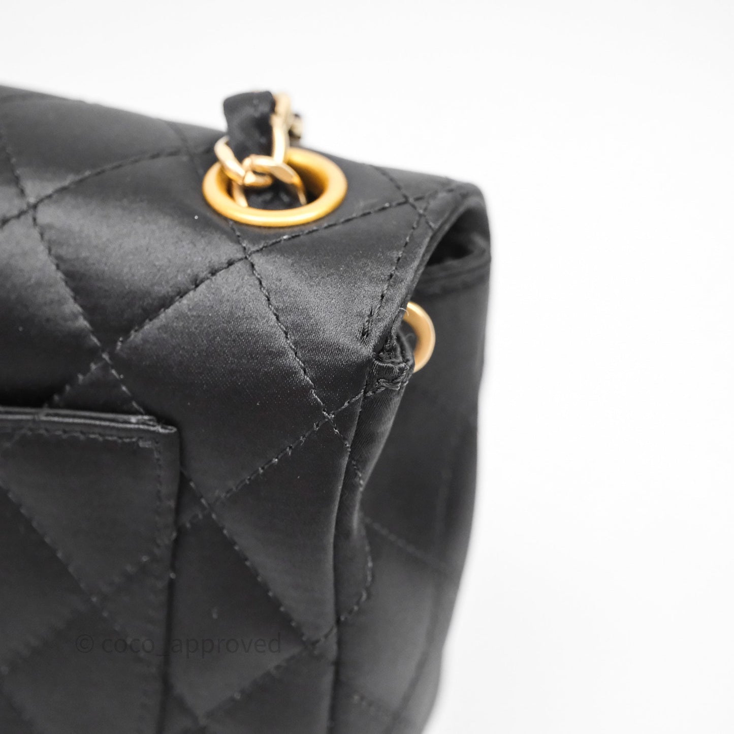 Chanel Vintage Mini Rectangular Black Satin Matte Gold Hardware