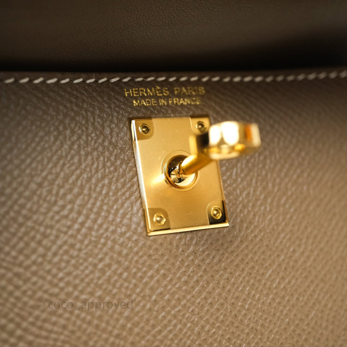 Hermès Mini Kelly II Etoupe Epsom Gold Hardware