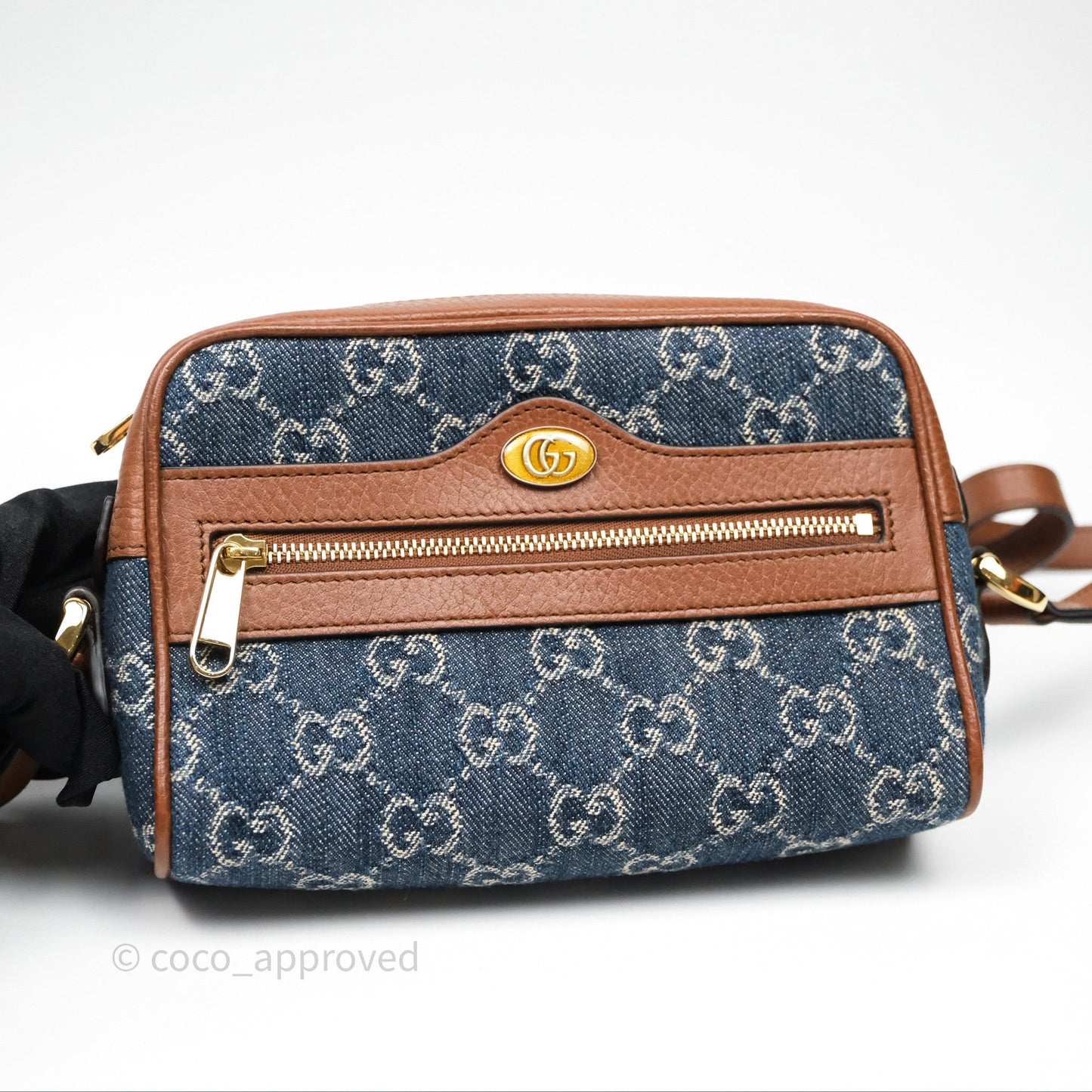 Gucci Ophidia Jacquard Denim Mini Bag Gold Hardware