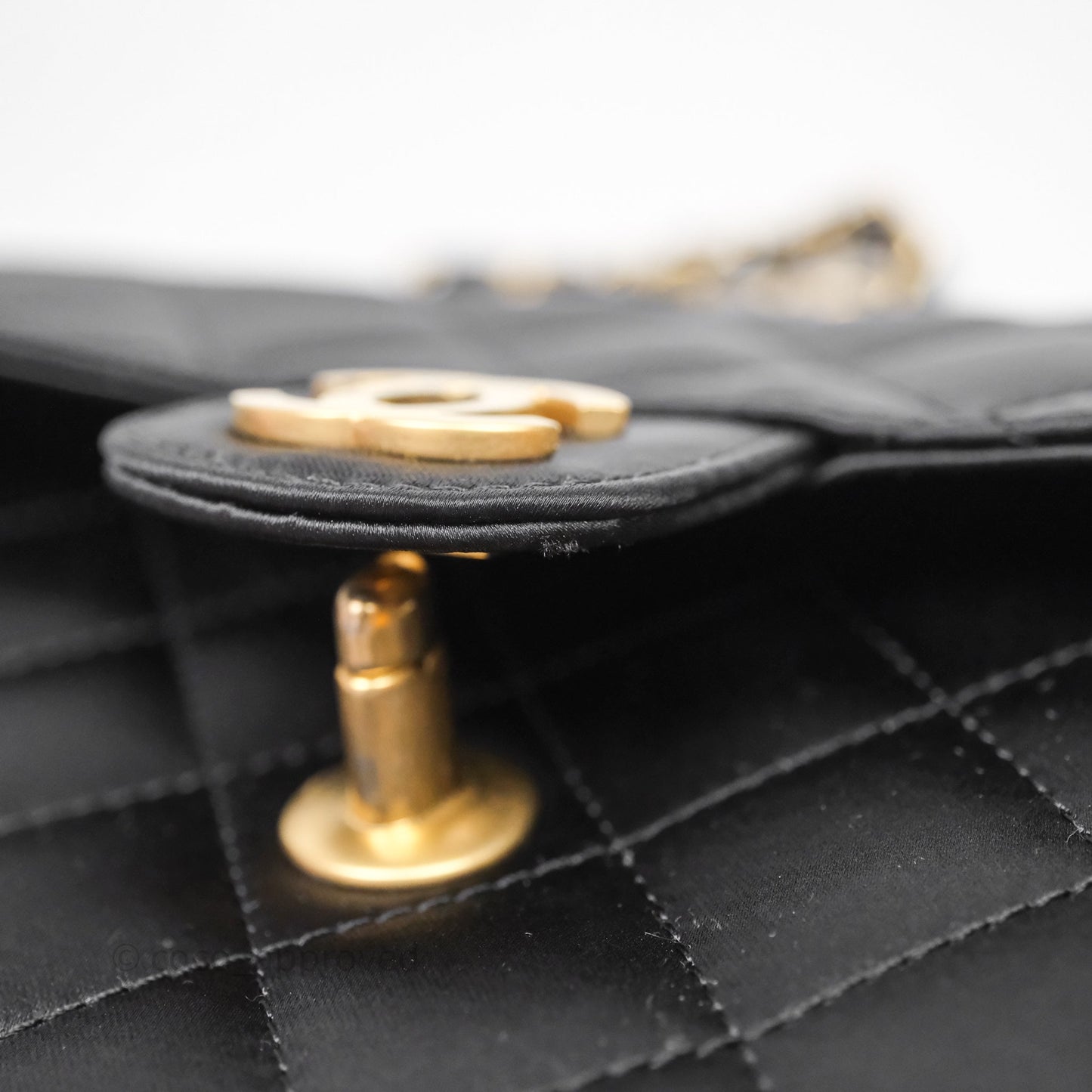 Chanel Vintage Mini Rectangular Black Satin Matte Gold Hardware