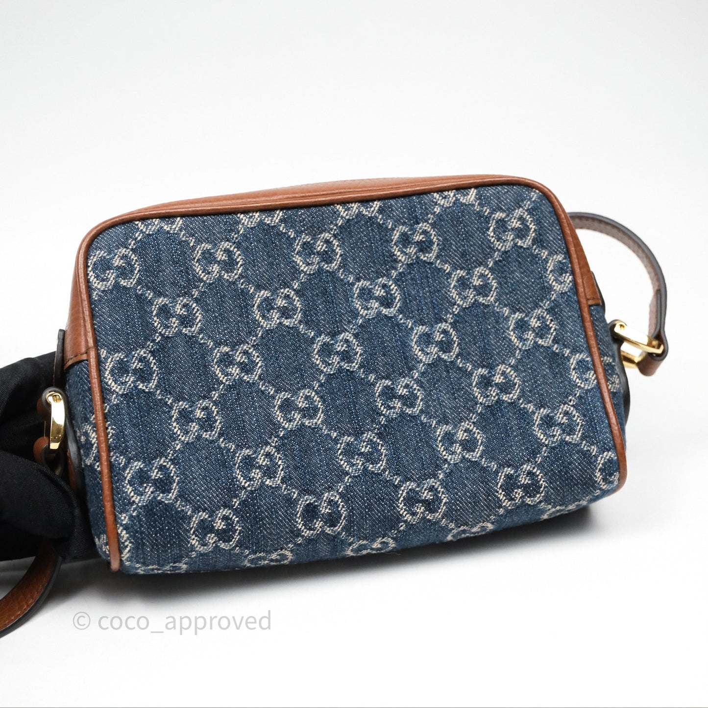 Gucci Ophidia Jacquard Denim Mini Bag Gold Hardware