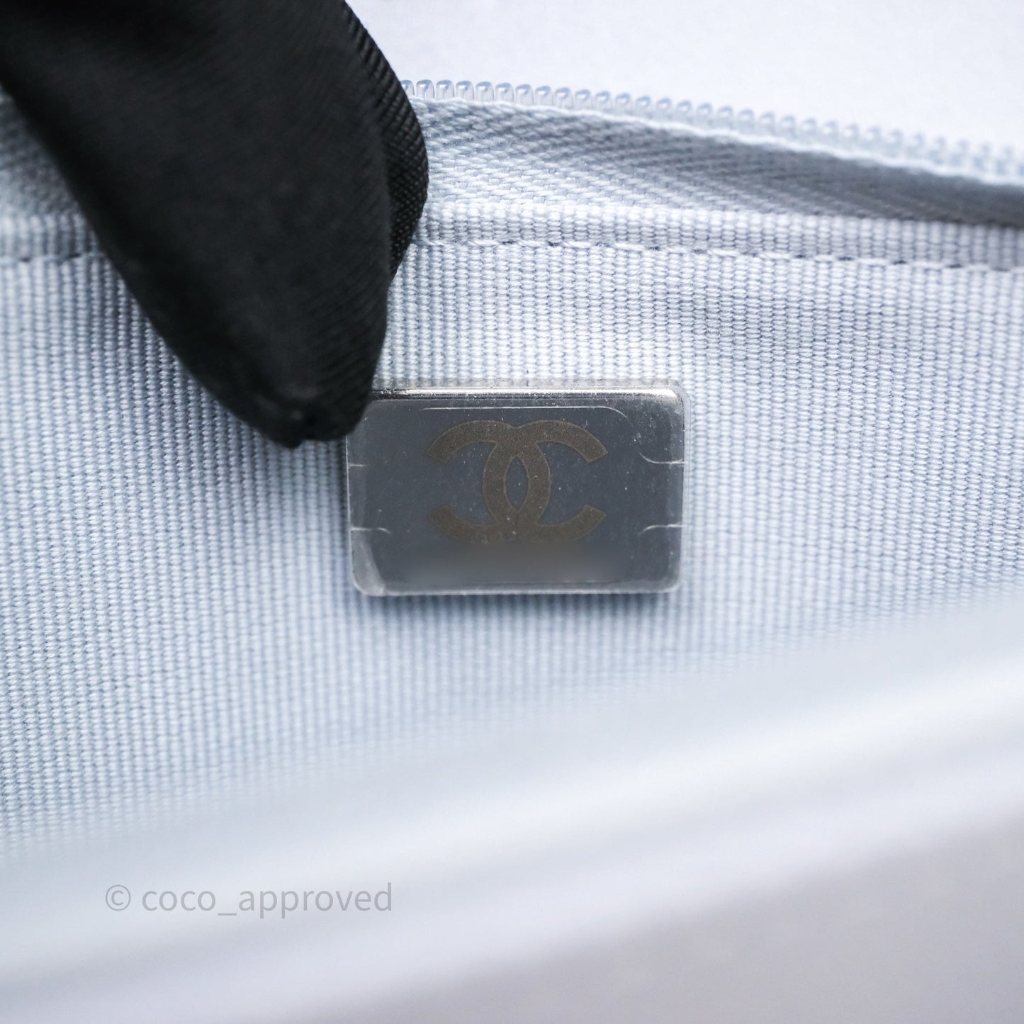 Chanel Quilted Classic Wallet on Chain WOC Light Blue Caviar Silver Hardware