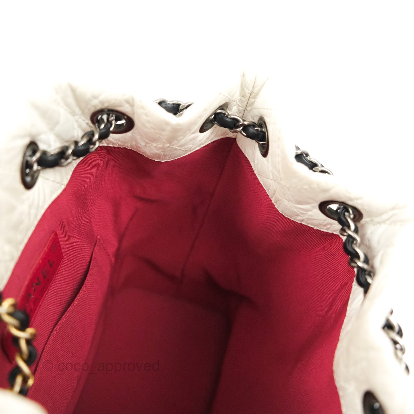 Chanel Small Gabrielle Backpack White Black Aged Calfskin