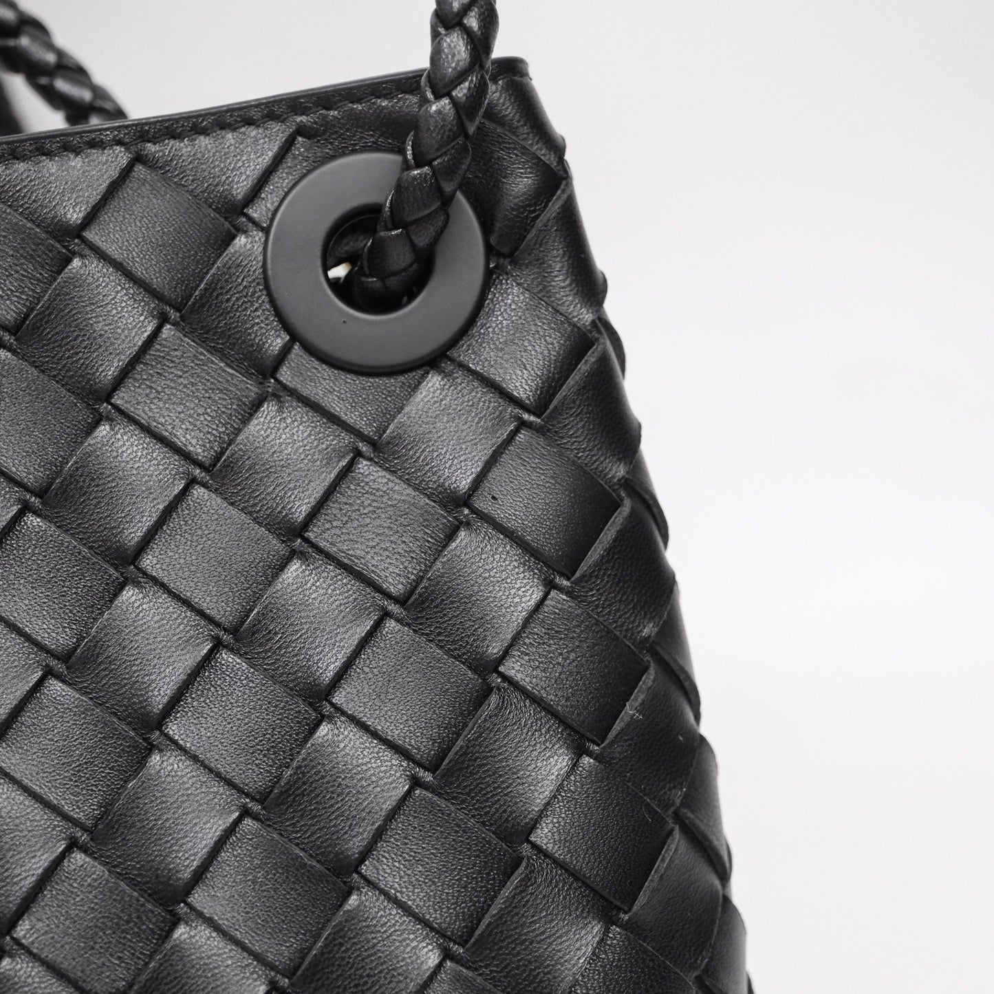 Bottega Veneta Small Andiamo Intrecciato Black Bag Lambskin