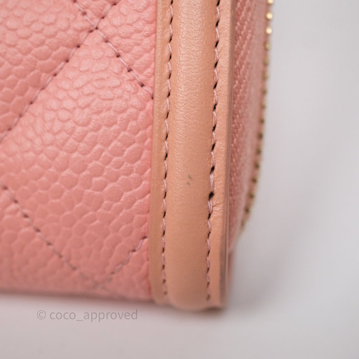 Chanel CC Filigree Zipped Long Wallet Pink Caviar Gold Hardware
