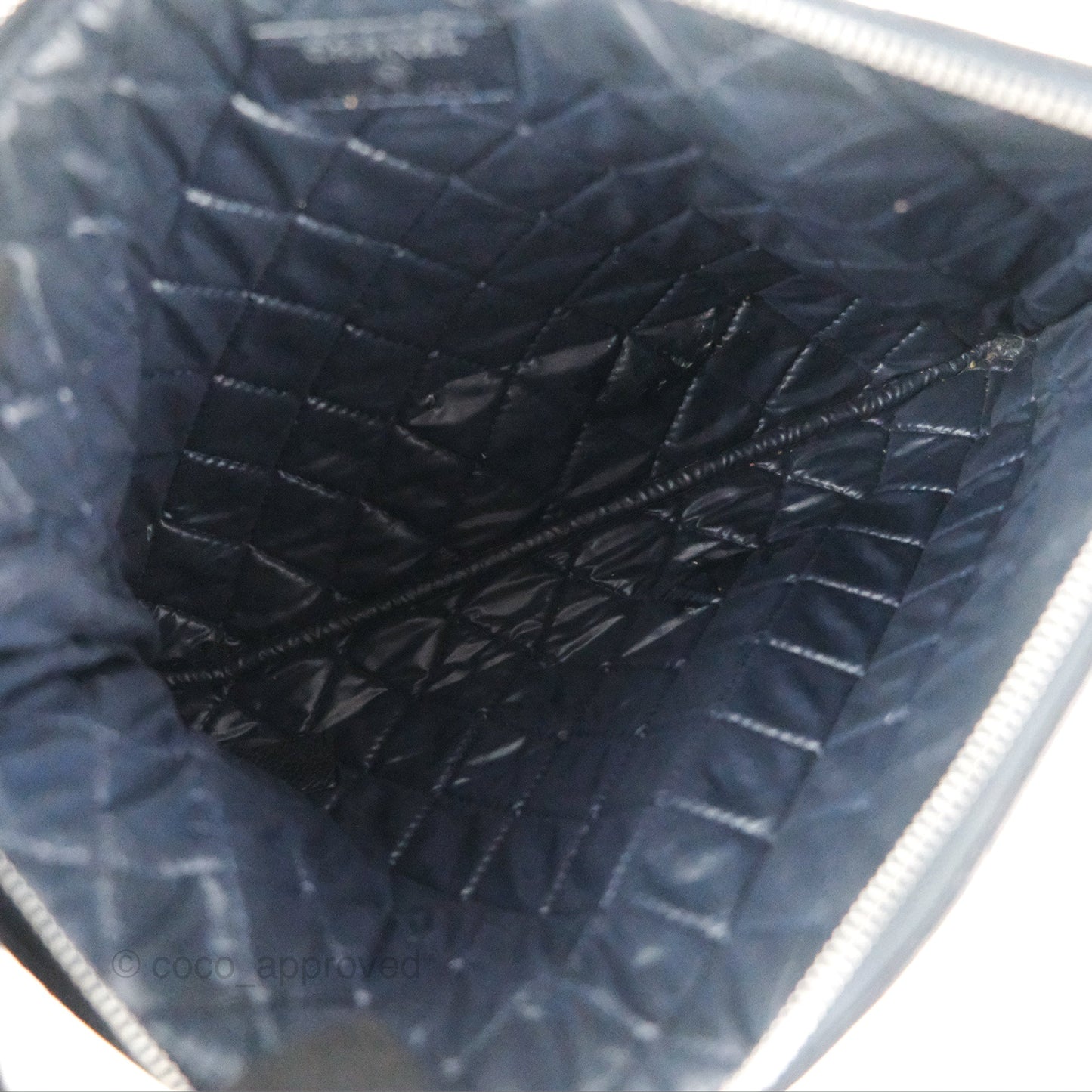 Chanel Medium Classic O Case Quilted Navy Caviar Ruthenium Hardware