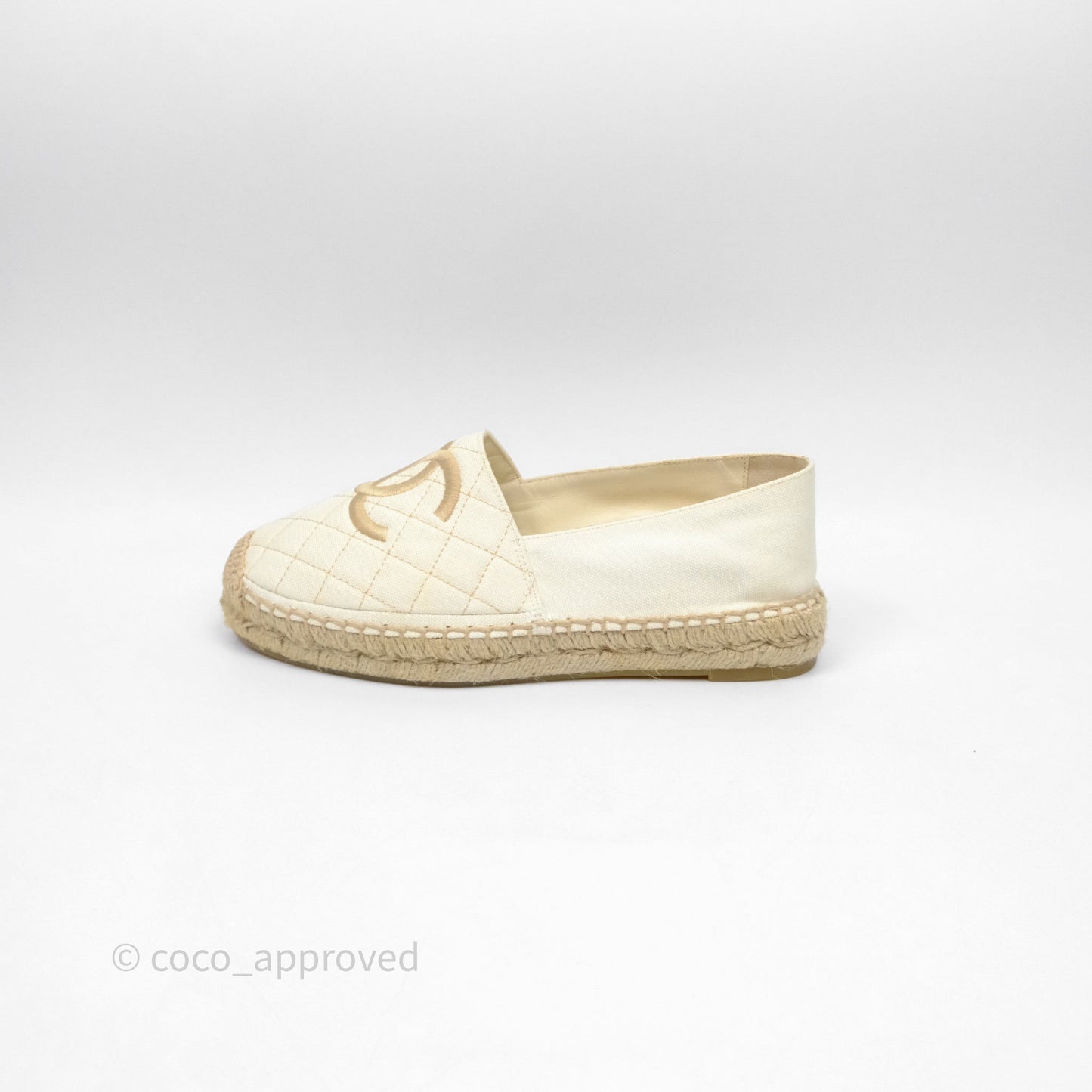 Chanel Espadrilles Beige Ivory White Size 37