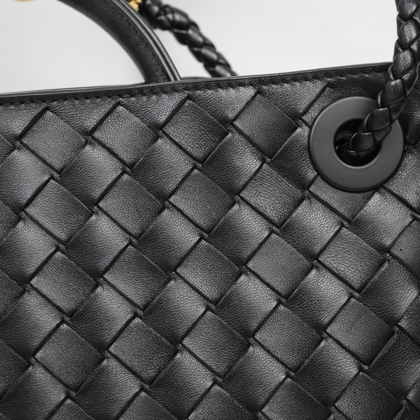 Bottega Veneta Small Andiamo Intrecciato Black Bag Lambskin
