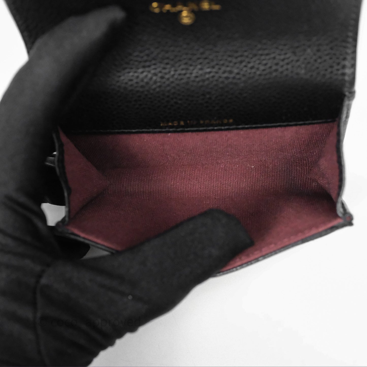 Chanel Quilted Flap Card Holder Caviar Black Gold Hardware