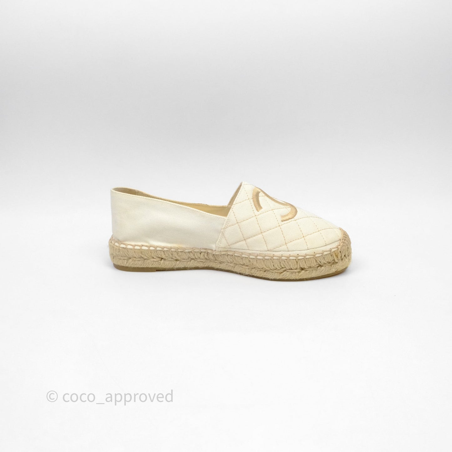 Chanel Espadrilles Beige Ivory White Size 37