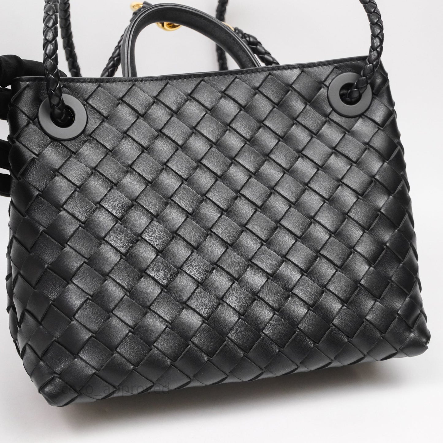 Bottega Veneta Small Andiamo Intrecciato Black Bag Lambskin
