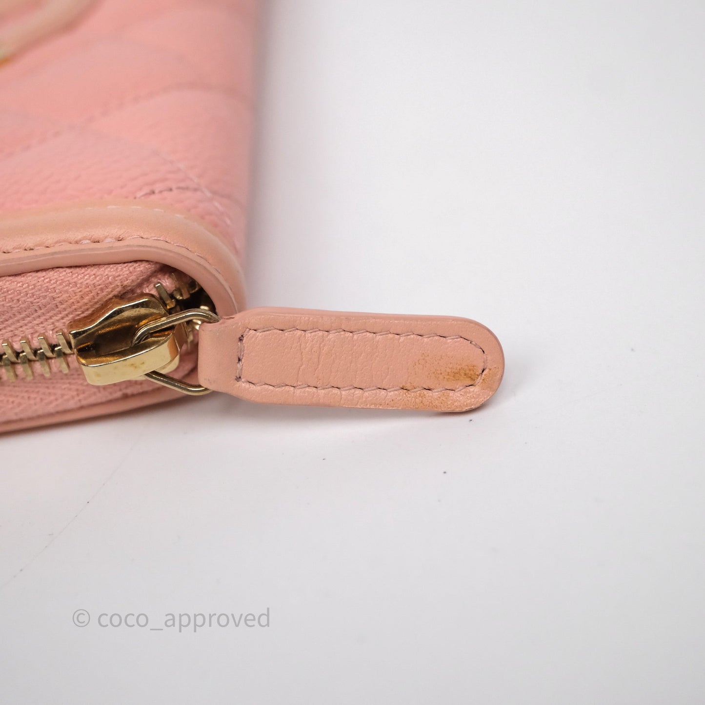 Chanel CC Filigree Zipped Long Wallet Pink Caviar Gold Hardware