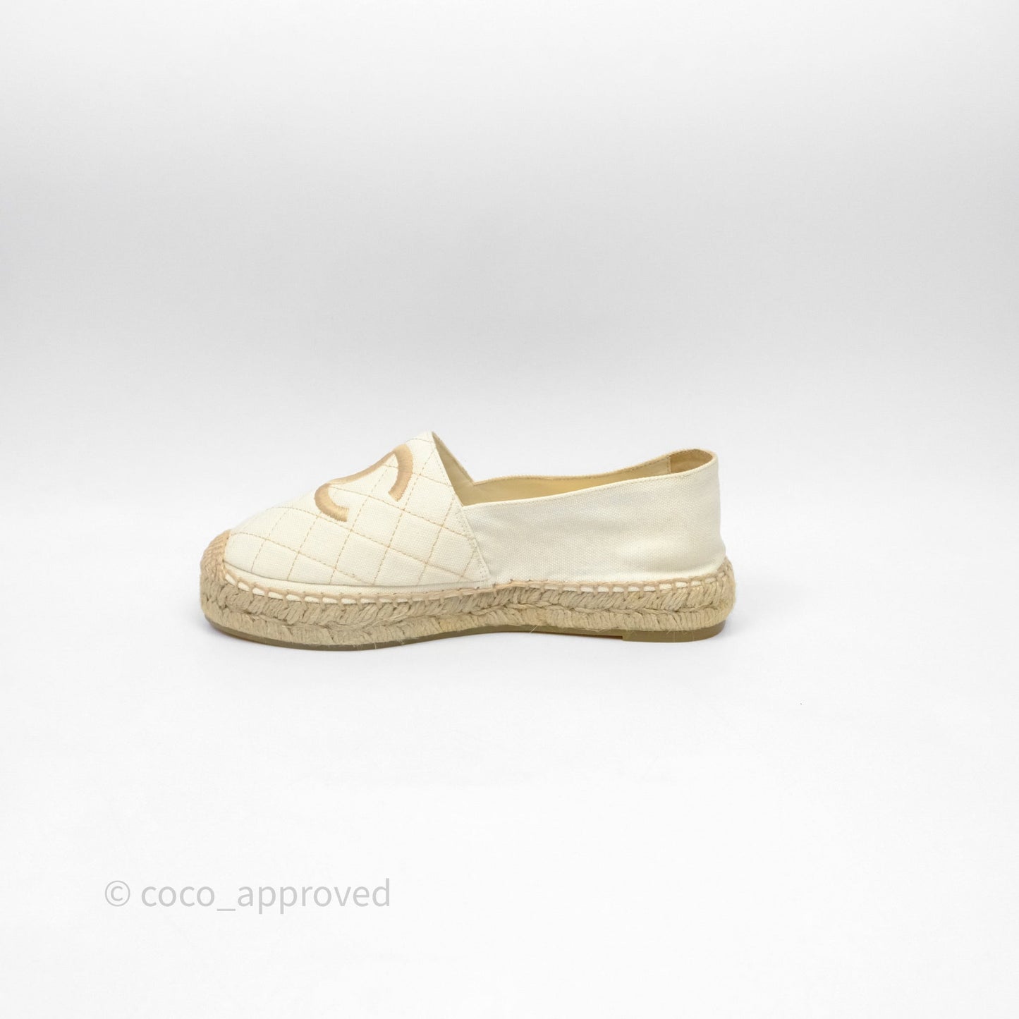 Chanel Espadrilles Beige Ivory White Size 37
