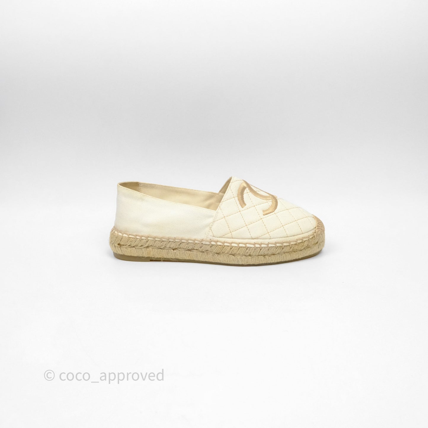 Chanel Espadrilles Beige Ivory White Size 37