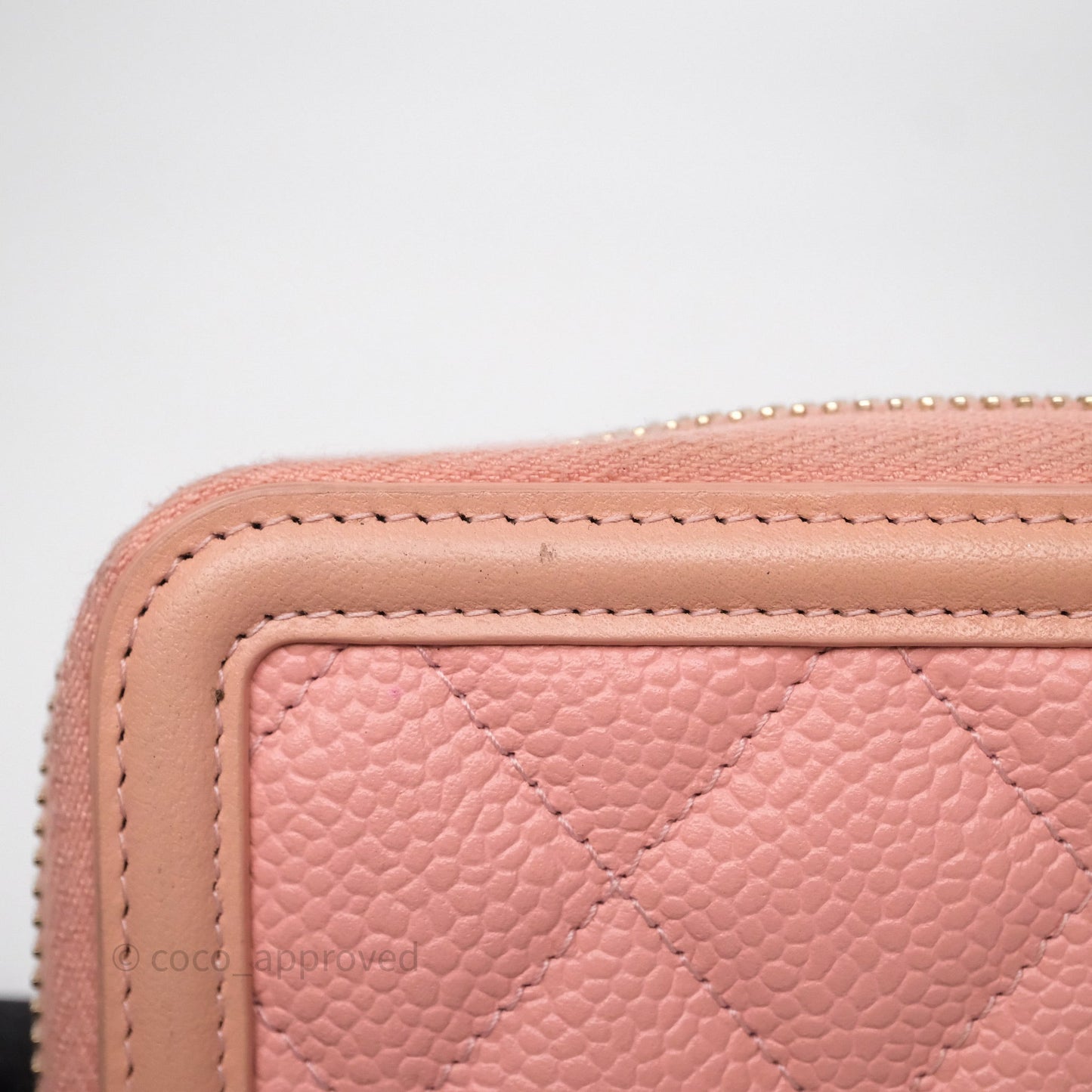 Chanel CC Filigree Zipped Long Wallet Pink Caviar Gold Hardware
