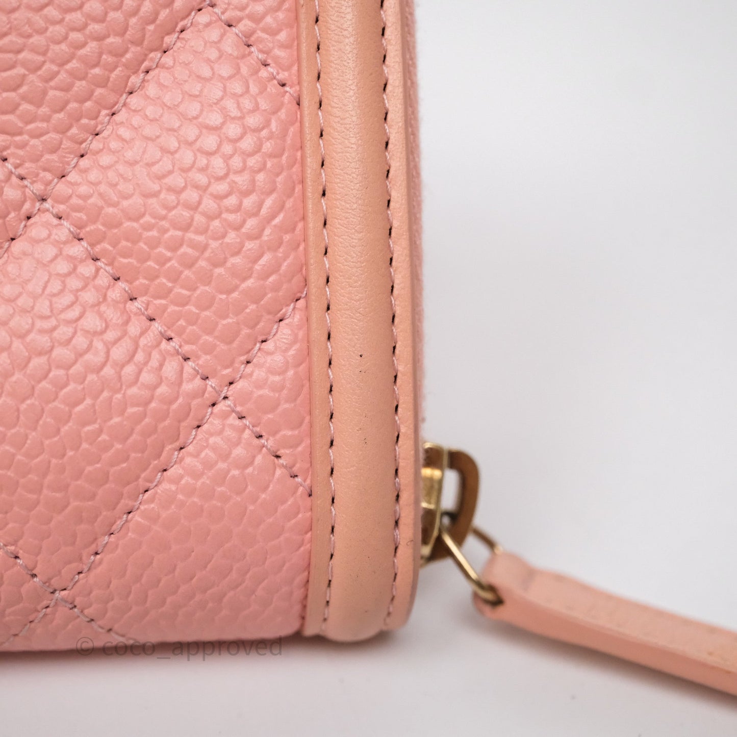 Chanel CC Filigree Zipped Long Wallet Pink Caviar Gold Hardware