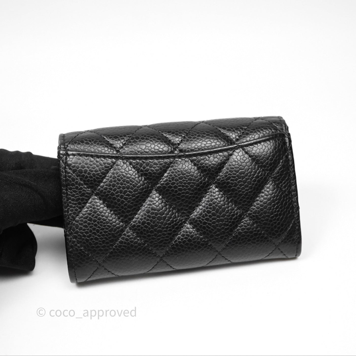 Chanel Quilted Flap Card Holder Caviar Black Gold Hardware