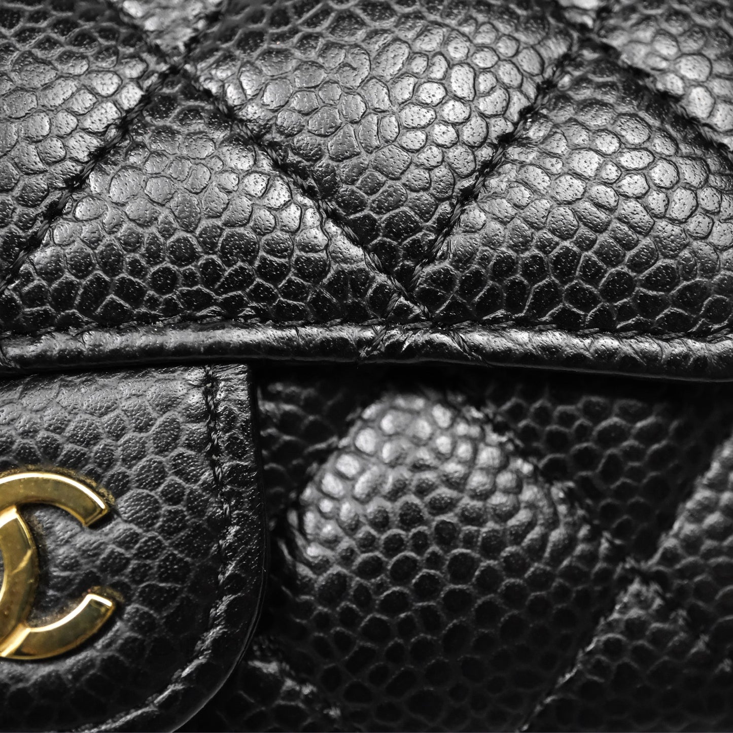 Chanel Quilted Flap Card Holder Caviar Black Gold Hardware