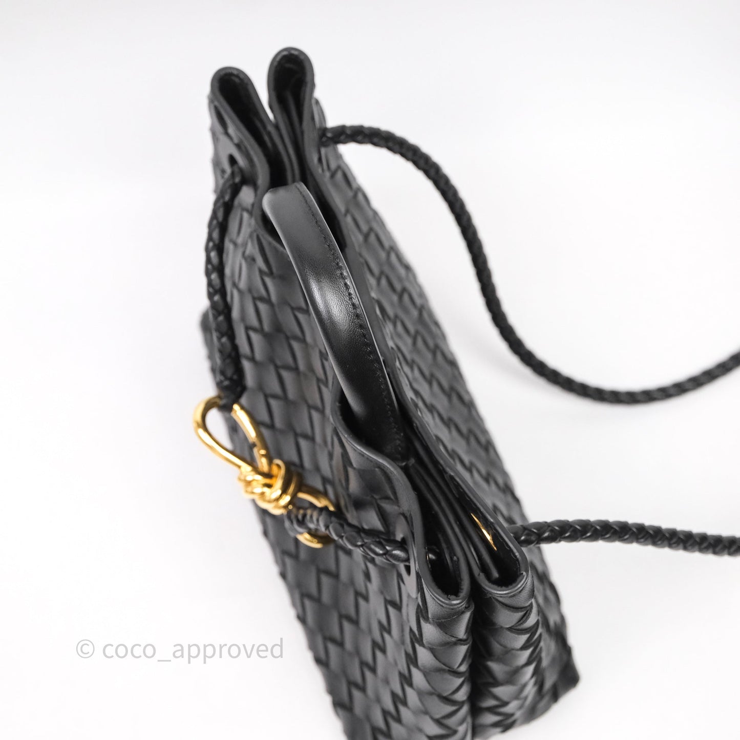 Bottega Veneta Small Andiamo Intrecciato Black Bag Lambskin