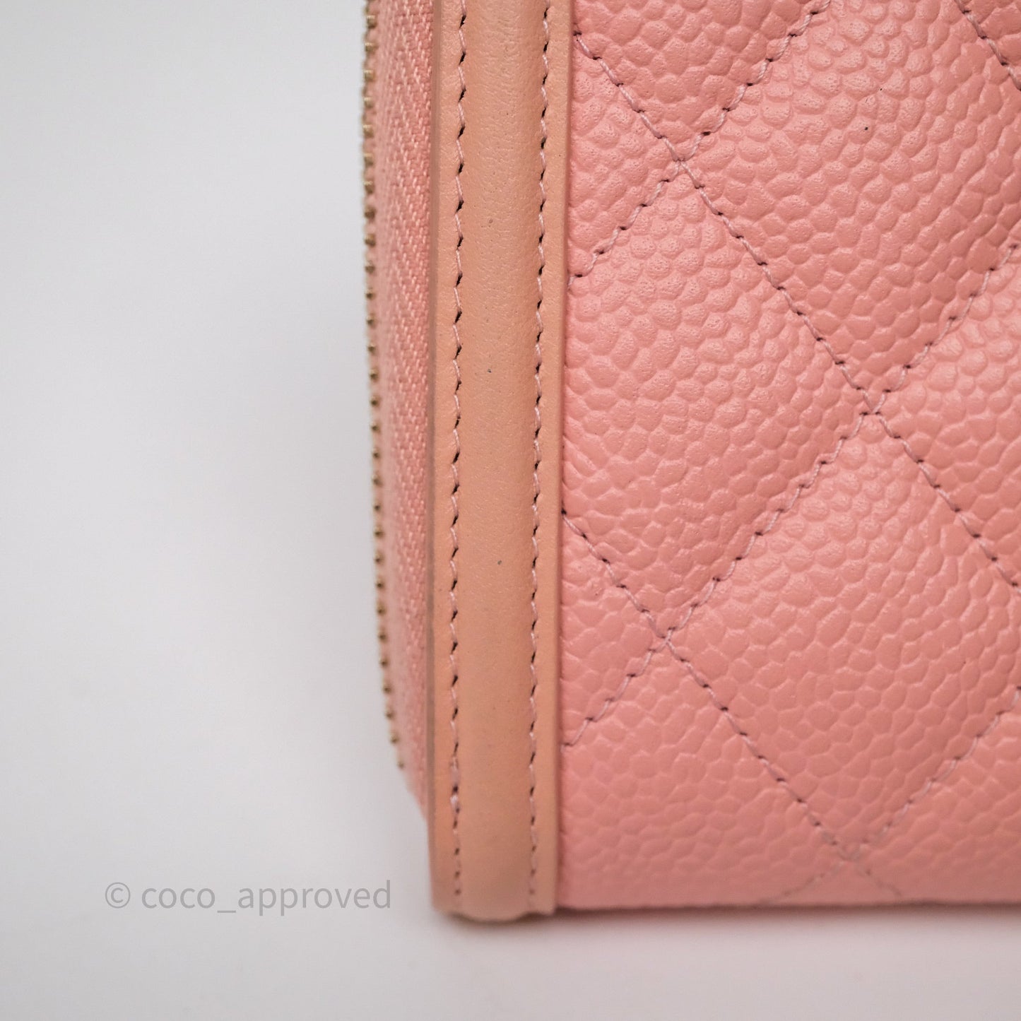 Chanel CC Filigree Zipped Long Wallet Pink Caviar Gold Hardware