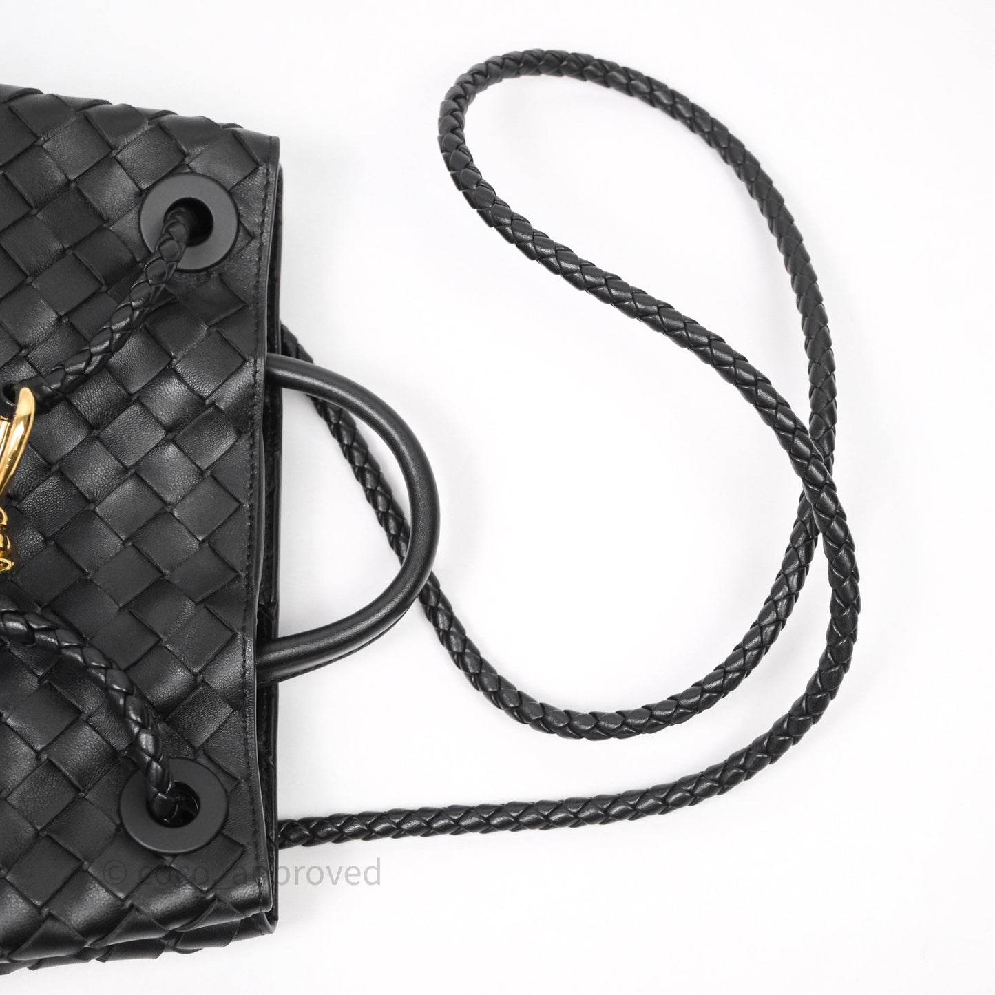 Bottega Veneta Small Andiamo Intrecciato Black Bag Lambskin