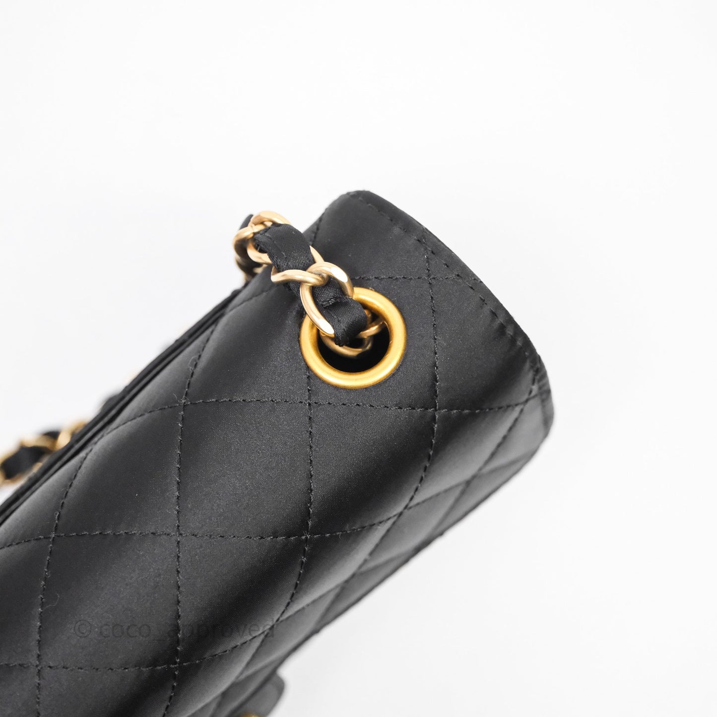 Chanel Vintage Mini Rectangular Black Satin Matte Gold Hardware