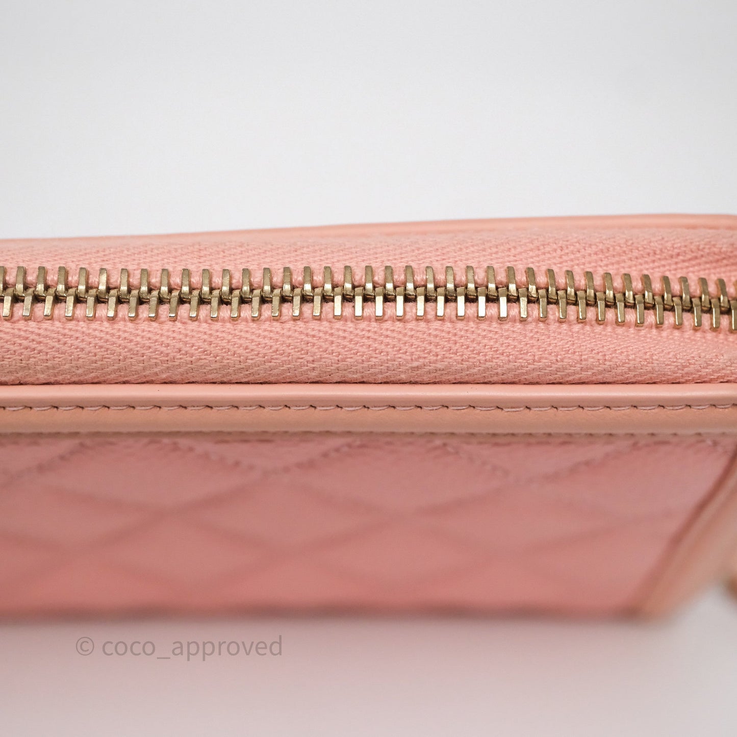 Chanel CC Filigree Zipped Long Wallet Pink Caviar Gold Hardware