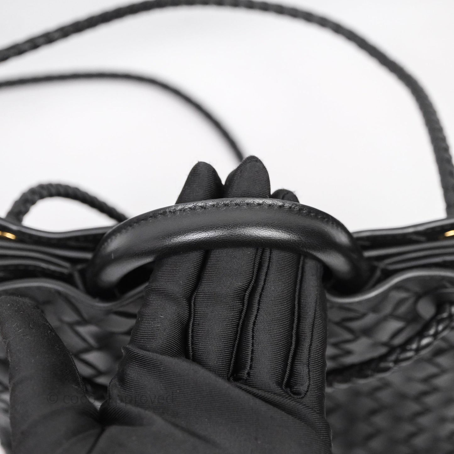 Bottega Veneta Small Andiamo Intrecciato Black Bag Lambskin