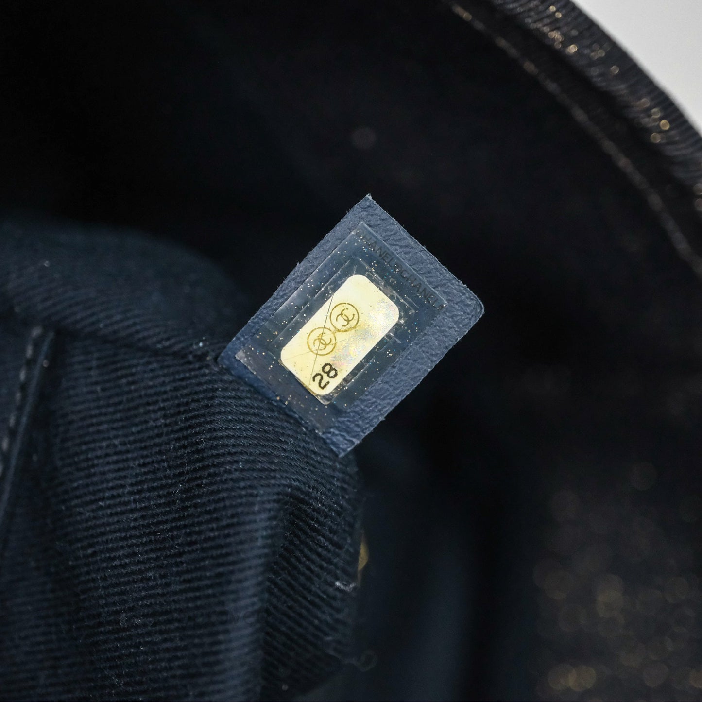 Chanel Large Deauville Navy Glitter Canvas Gold Hardware