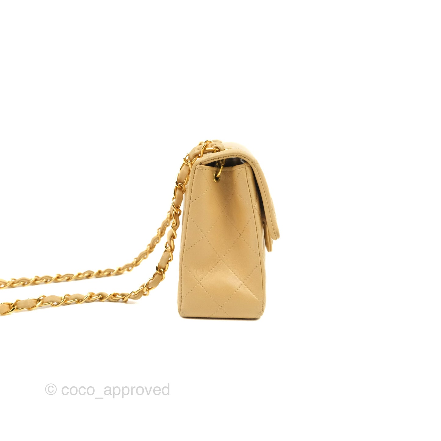 Chanel Vintage Mini Square Beige Lambskin 24K Gold Hardware