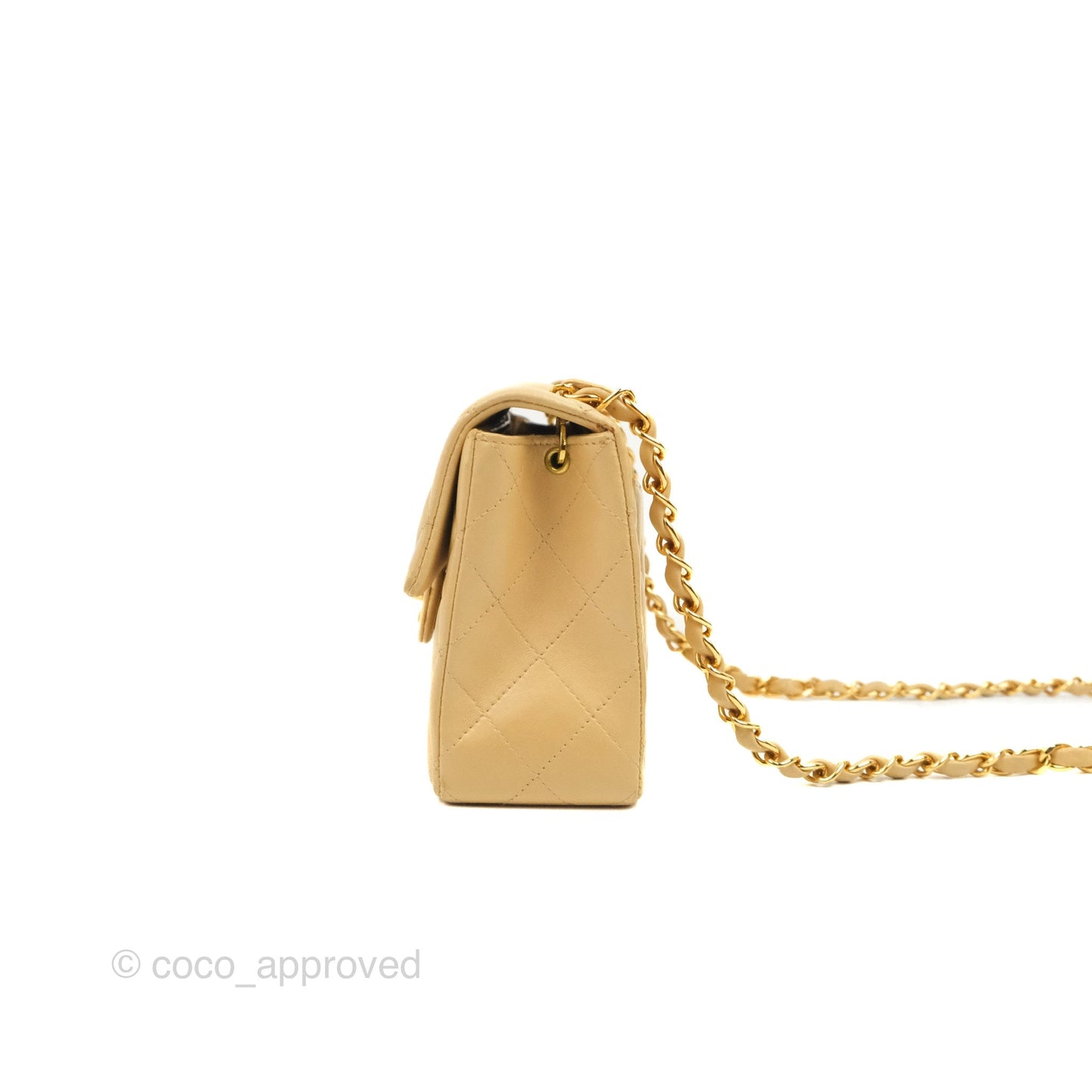 Chanel Vintage Mini Square Beige Lambskin 24K Gold Hardware