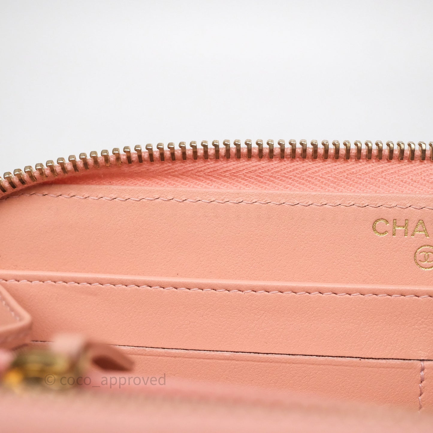 Chanel CC Filigree Zipped Long Wallet Pink Caviar Gold Hardware