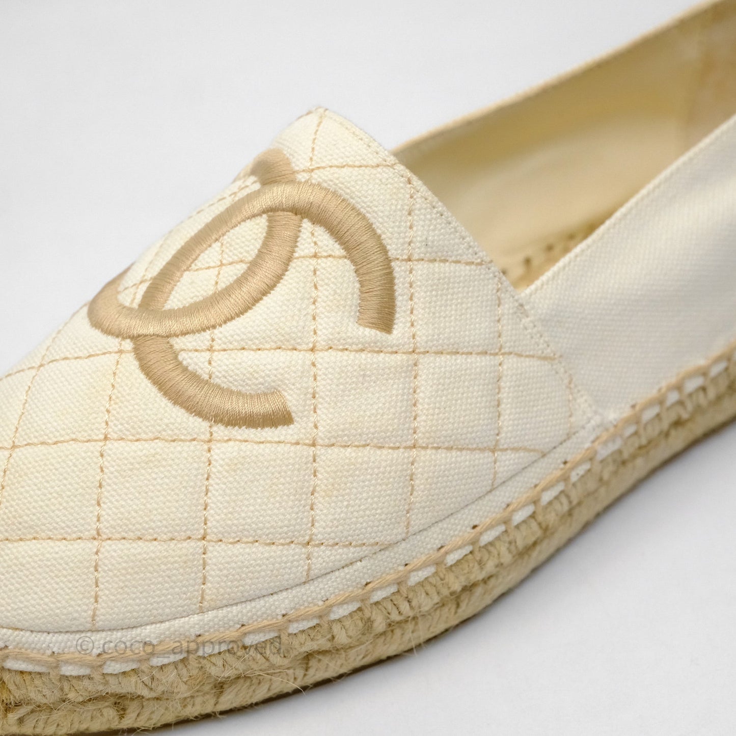 Chanel Espadrilles Beige Ivory White Size 37