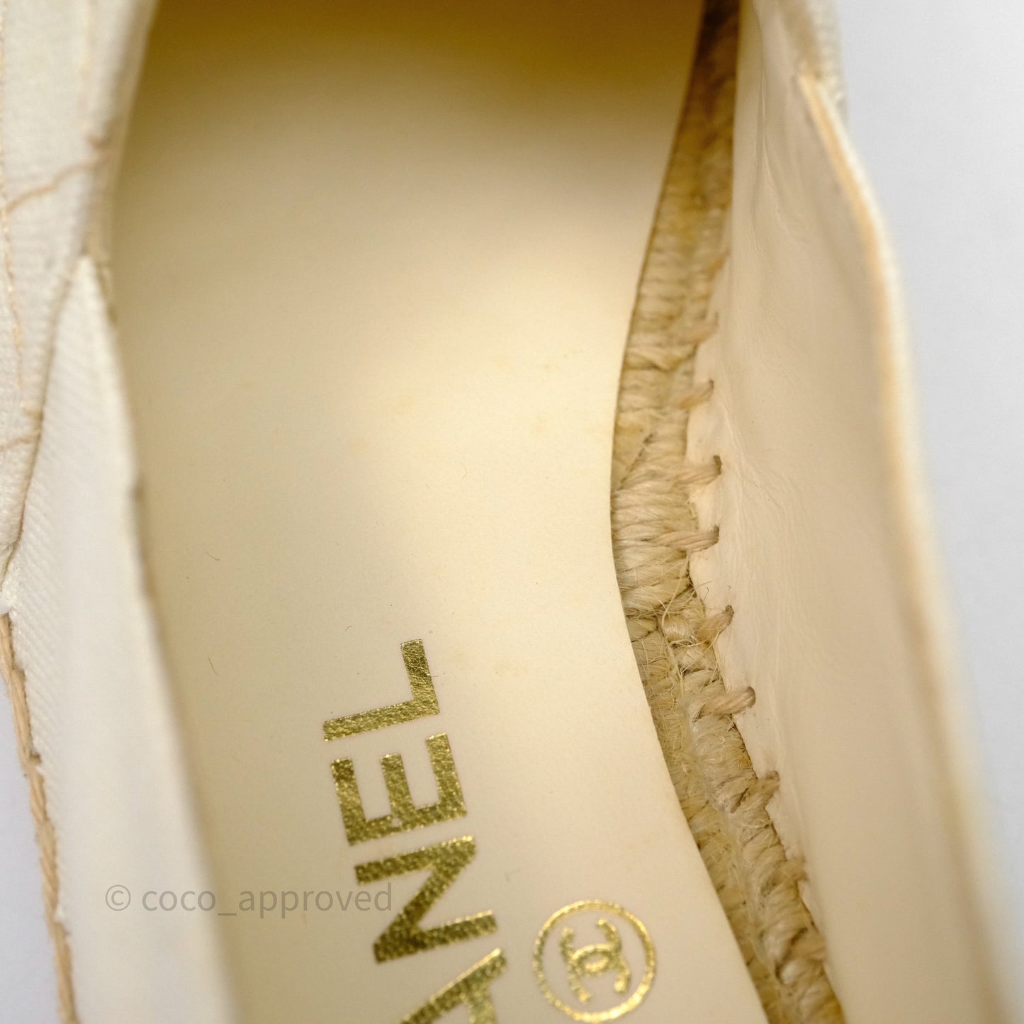 Chanel Espadrilles Beige Ivory White Size 37