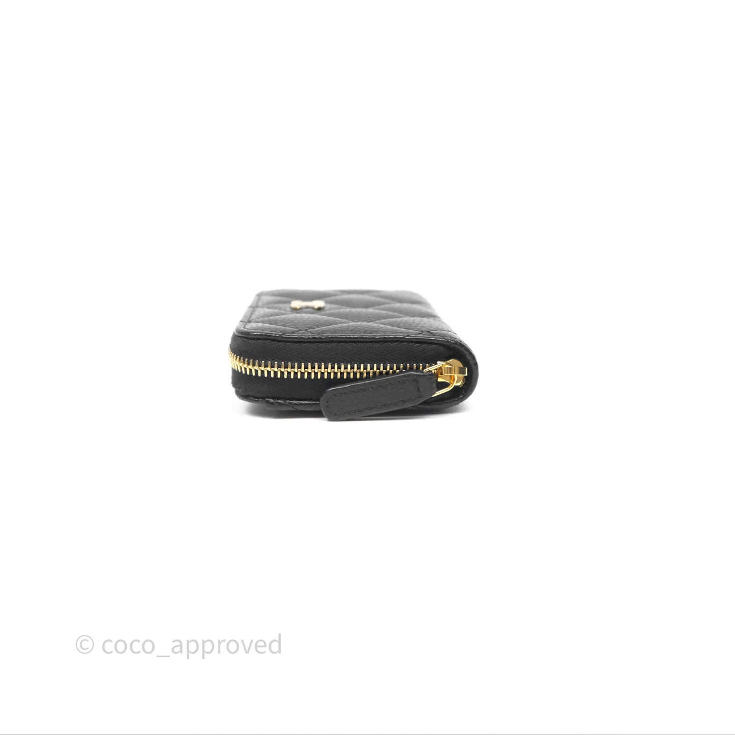 Chanel Quilted Zip Card Holder Black Caviar Gold Hardware