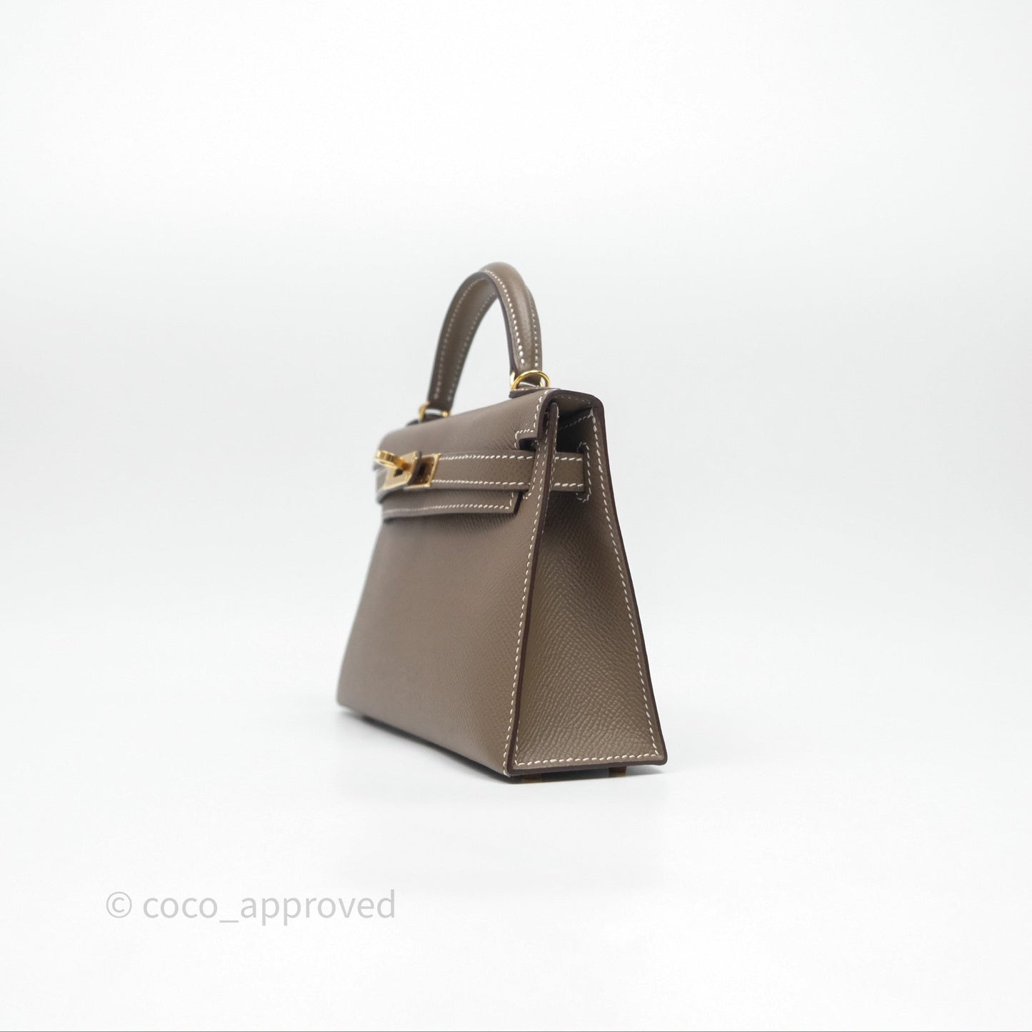 Hermès Mini Kelly II Etoupe Epsom Gold Hardware