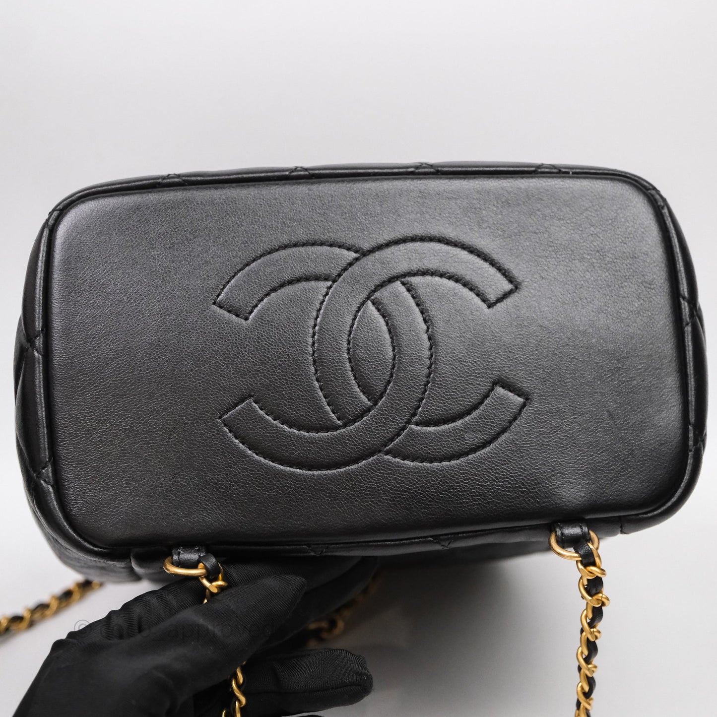 Chanel Backpack Black Calfskin Aged Gold Hardware
