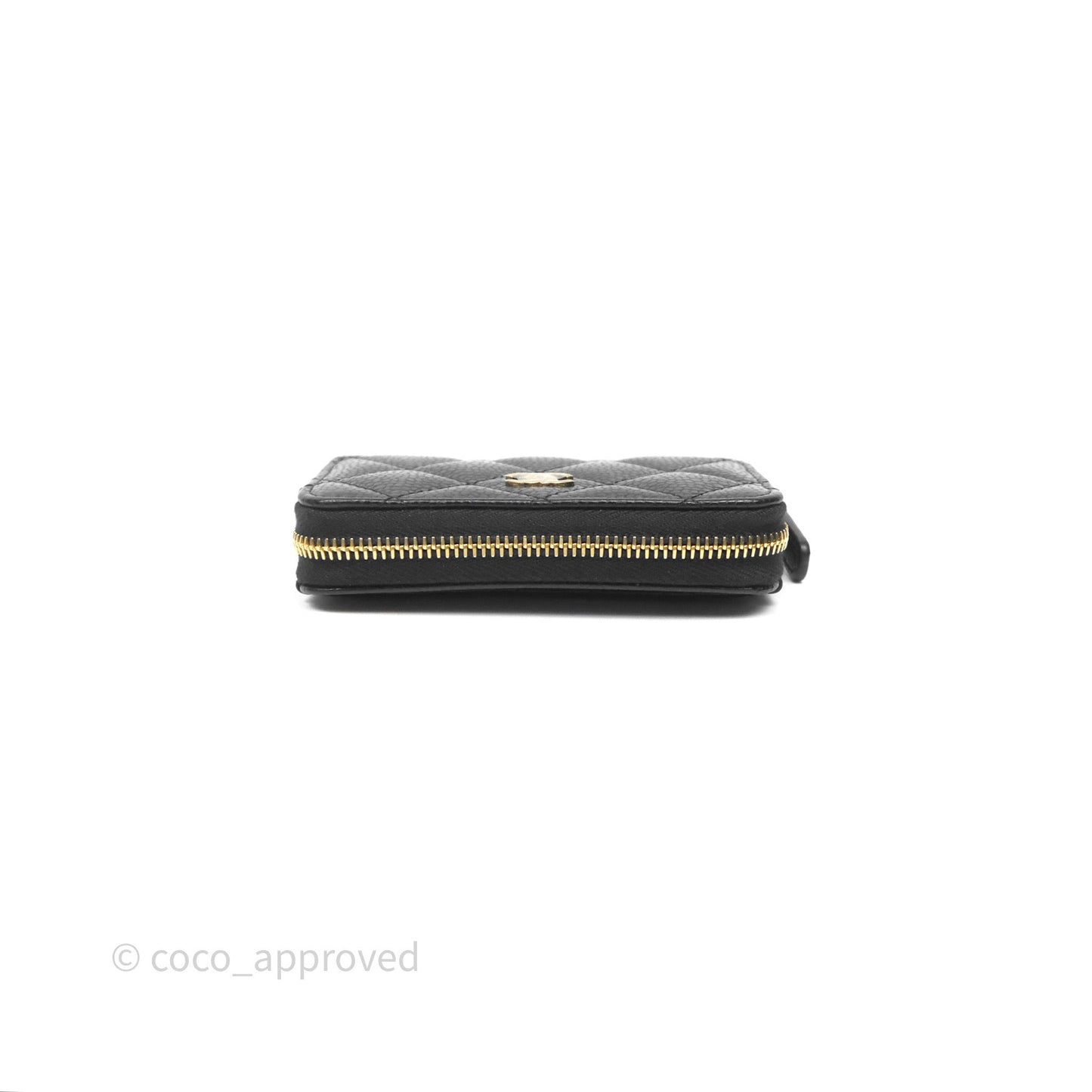 Chanel Quilted Zip Card Holder Black Caviar Gold Hardware