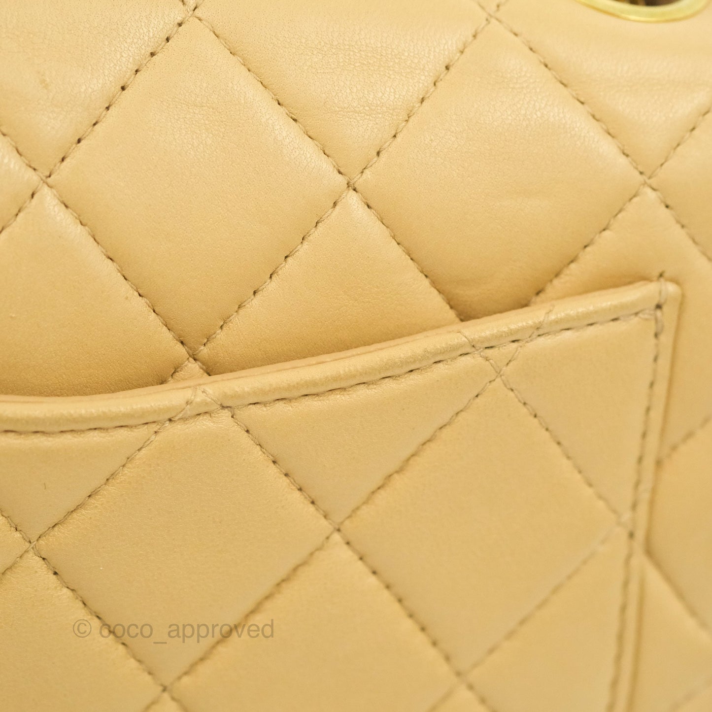 Chanel Vintage Mini Square Beige Lambskin 24K Gold Hardware
