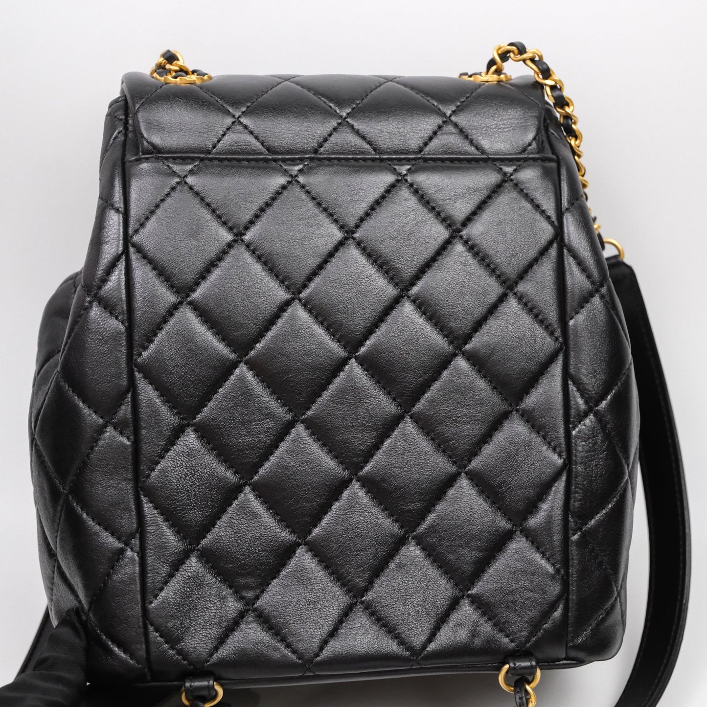 Chanel Backpack Black Calfskin Aged Gold Hardware