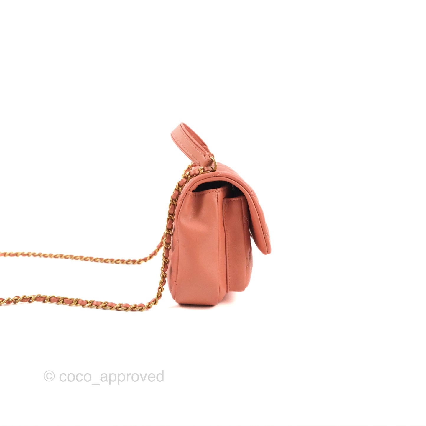 Chanel Day Trip Quilted Small Pink Lambskin Aged Gold Hardware