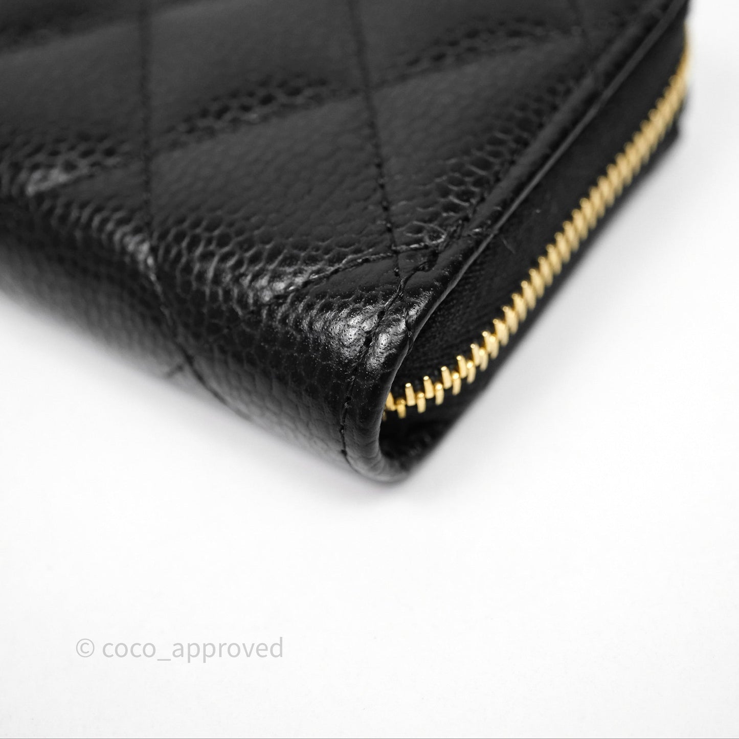 Chanel Quilted Zip Card Holder Black Caviar Gold Hardware