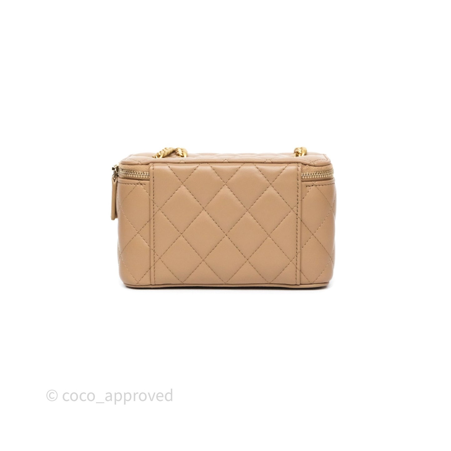 Chanel All Slide Vanity with Adjustable Chain Dark Beige Lambskin Aged Gold Hardware