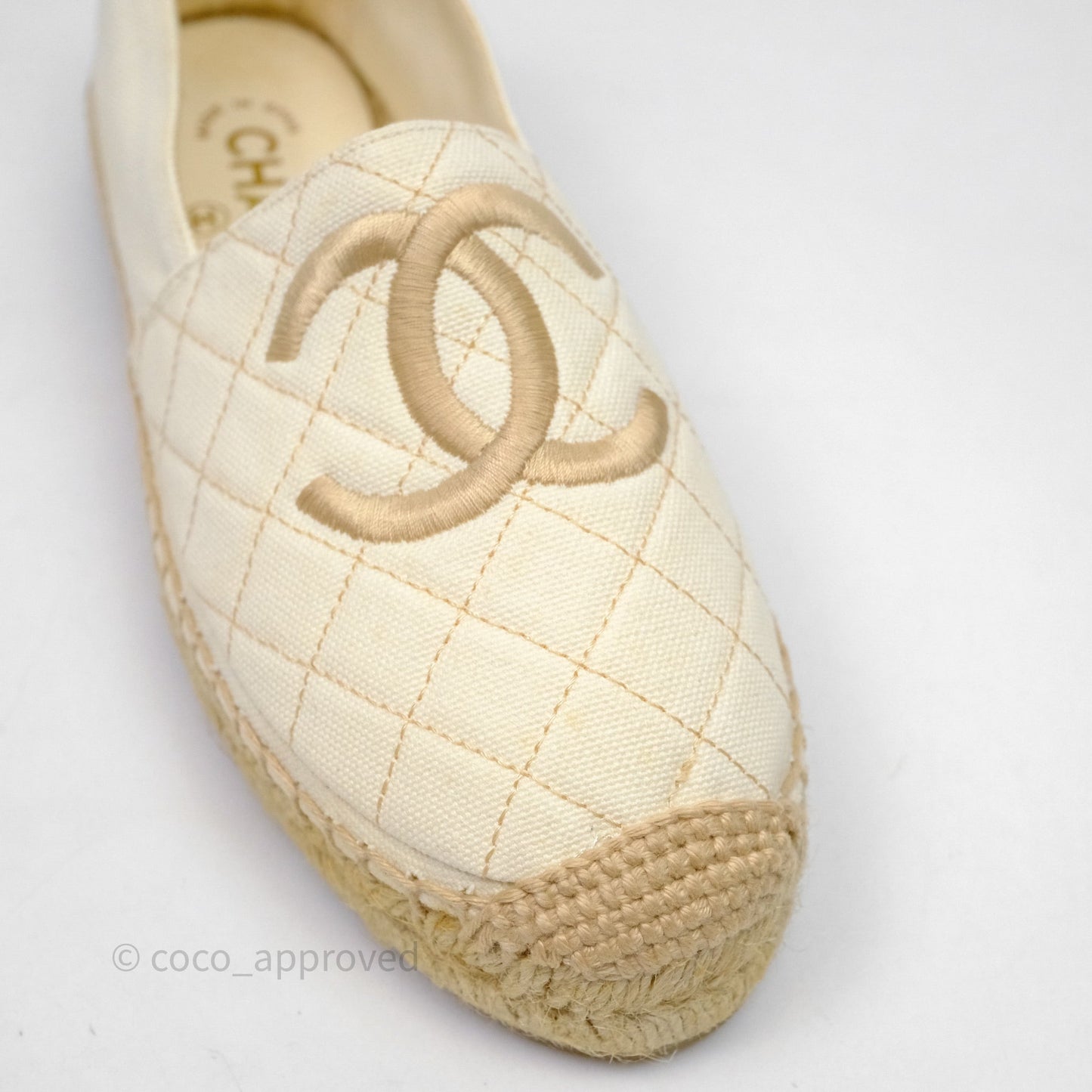 Chanel Espadrilles Beige Ivory White Size 37