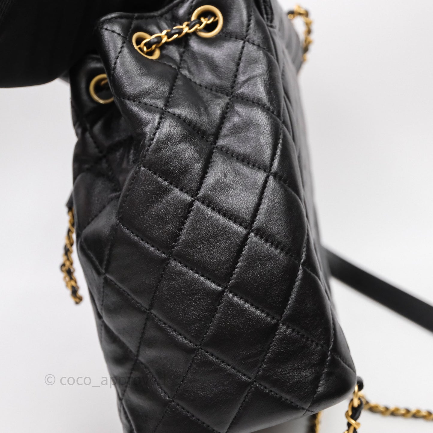 Chanel Backpack Black Calfskin Aged Gold Hardware