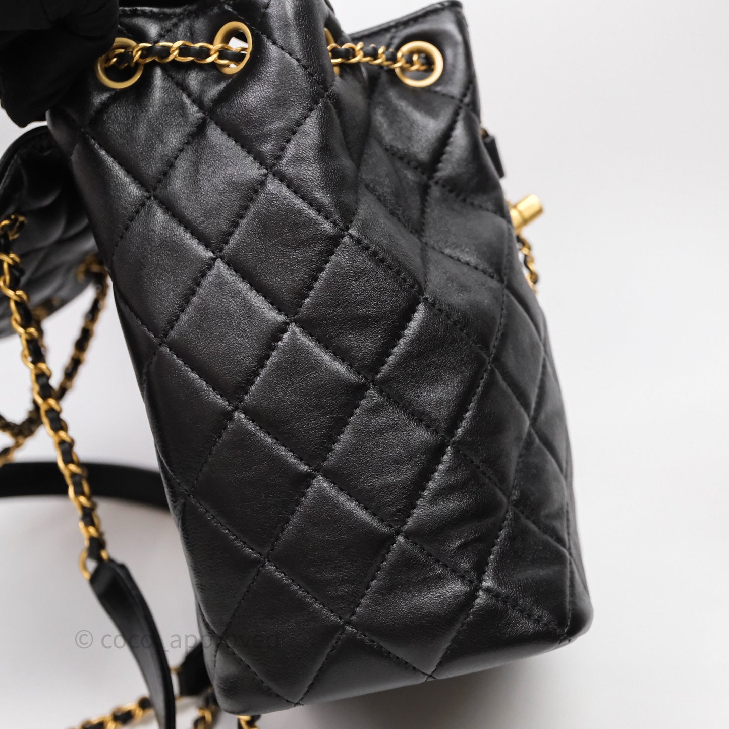 Chanel Backpack Black Calfskin Aged Gold Hardware