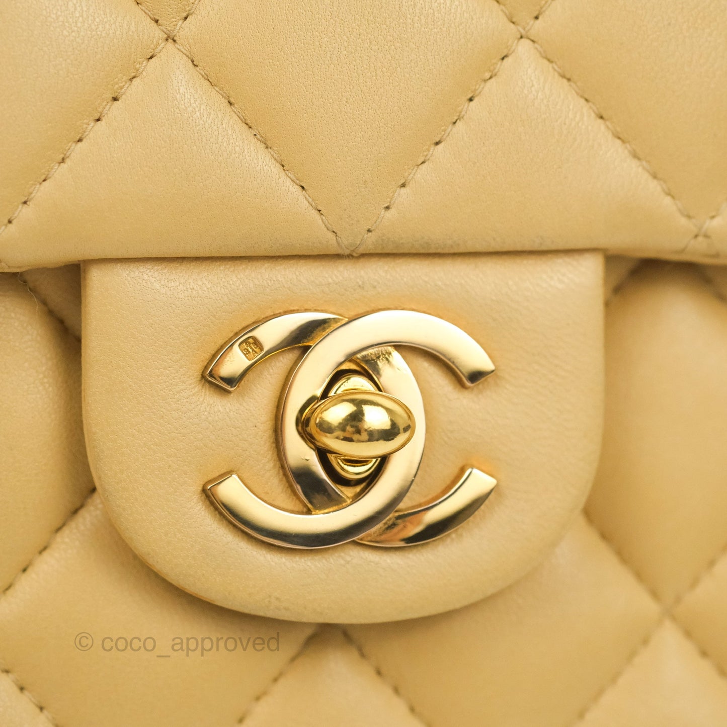 Chanel Vintage Mini Square Beige Lambskin 24K Gold Hardware